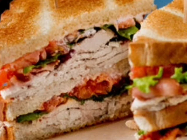 Club sandwich on toasted bread